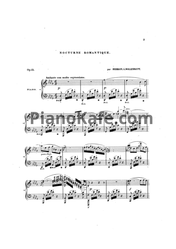 Ноты Герман Волленгаупт - Nocturne romantique (Соч. 15) - PianoKafe.com