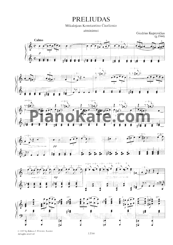 Ноты Giedrius Kuprevicius - Preliudas - PianoKafe.com