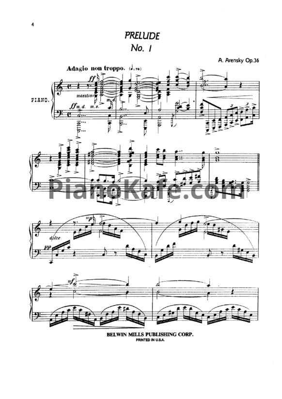 Ноты Антон Аренский - 24 пьесы для фортепиано (Op. 36) - PianoKafe.com
