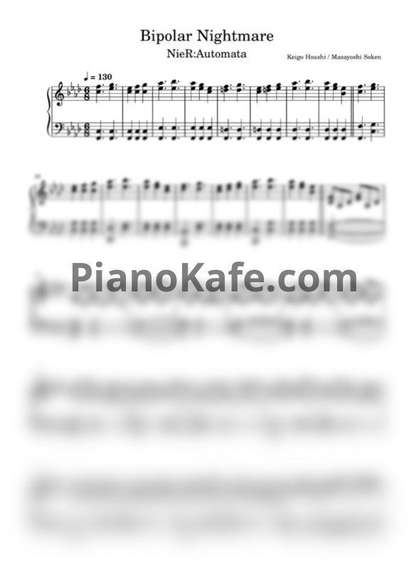 Ноты Keigo Hoashi, Masayoshi Soken - Bipolar nightmare - PianoKafe.com