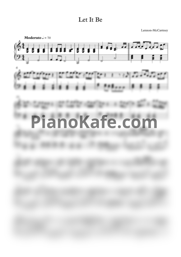 Ноты The Beatles - Let it be (Версия 2) - PianoKafe.com