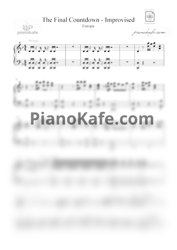 Ноты Europe - The final countdown (Импровизация) - PianoKafe.com
