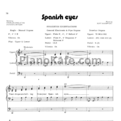 Ноты Elvis Presley - Spanish eyes - предпросмотр