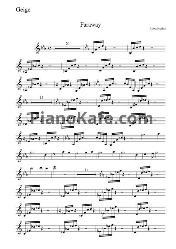 Ноты Apocalyptica - Faraway - PianoKafe.com
