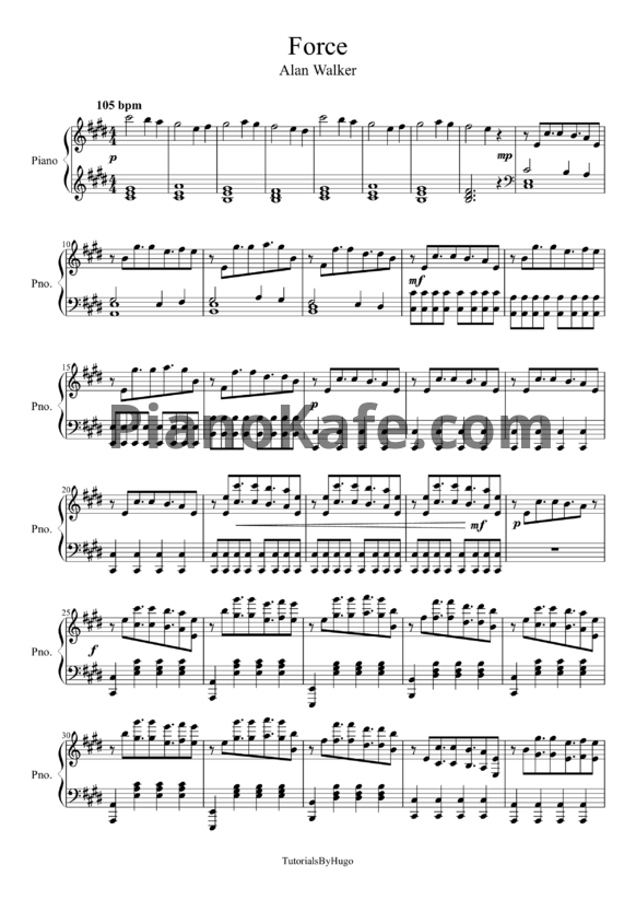 Ноты Alan Walker - Force - PianoKafe.com