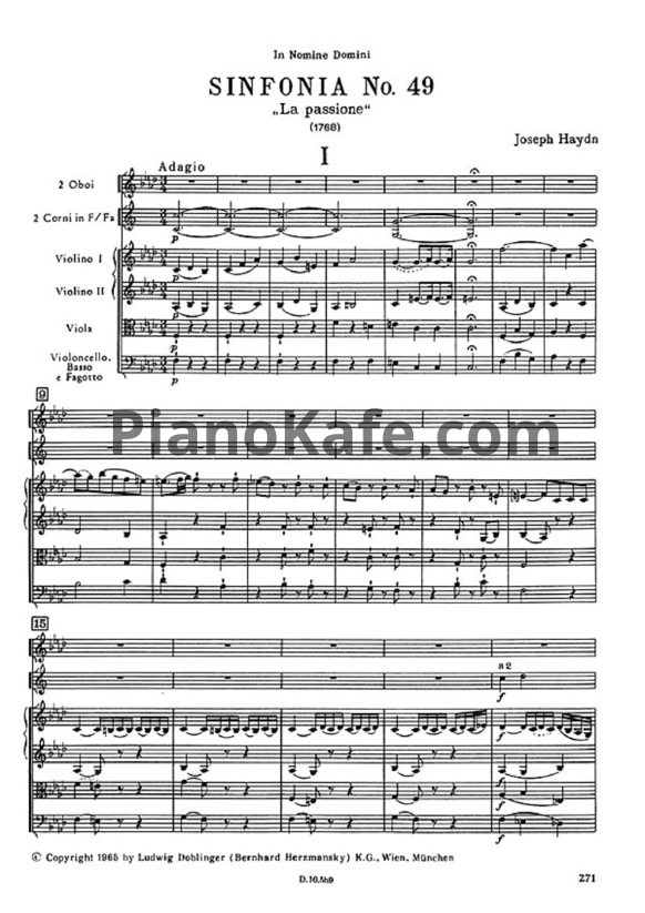 Ноты Йозеф Гайдн - Симфония №49 фа минор "Страстная" (Партитура) - PianoKafe.com