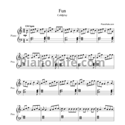 Ноты Coldplay feat. Tove Lo - Fun - предпросмотр