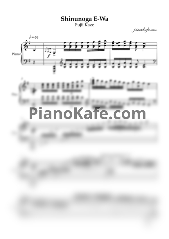 Ноты Fujii Kaze - Shinunoga E-Wa (Live at Nippon Budokan 2020) - PianoKafe.com