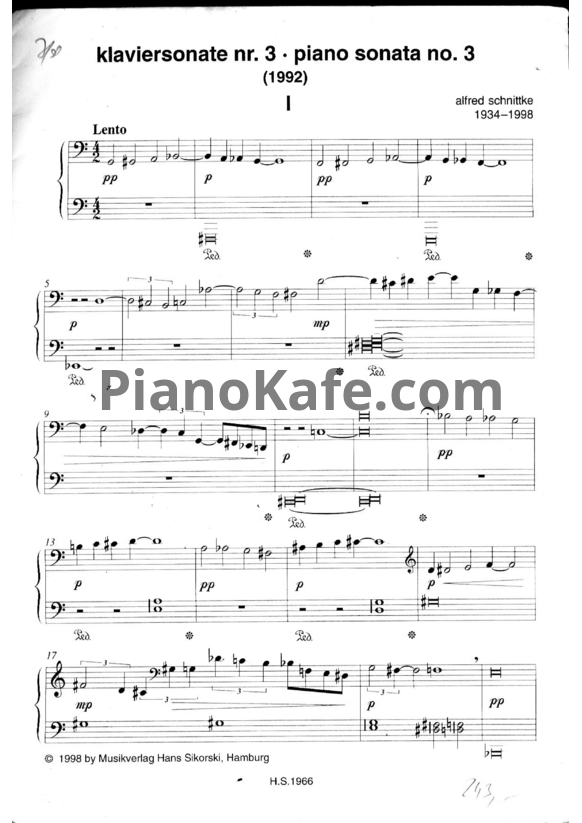 Ноты Альфред Шнитке - Соната для фортепиано №3 (Op. 229) - PianoKafe.com