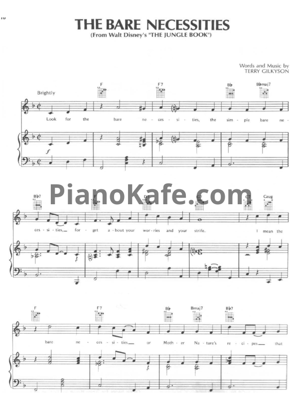 Ноты Terry Gilkyson - The bare necessities - PianoKafe.com