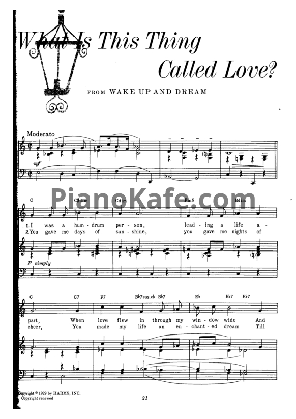 Ноты Cole Porter - What is this thing called love? - PianoKafe.com