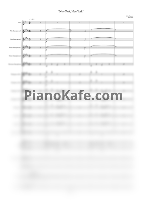 Ноты John Kander - New York, New York (Партитура и партии) - PianoKafe.com