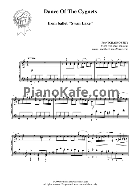 Ноты П. Чайковский - Танец Маленьких Лебедей - PianoKafe.com