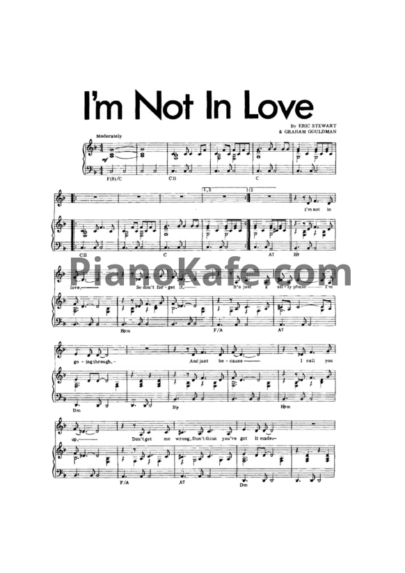 Ноты 10cc - I'm not in love - PianoKafe.com