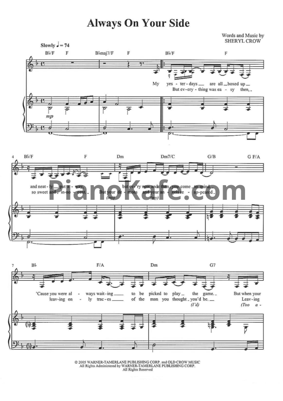Ноты Sheryl Crow & Sting - Always on your side - PianoKafe.com