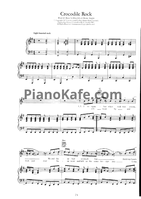 Ноты Elton John - Crocodile rock - PianoKafe.com