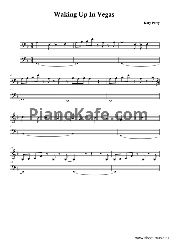 Ноты Katy Perry -  Waking up in Vegas - PianoKafe.com