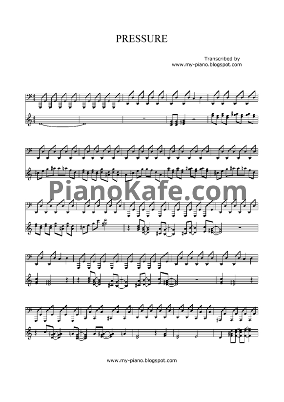 Ноты Paramore - Pressure - PianoKafe.com