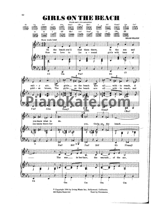 Ноты The Beach Boys - Girls on the beach - PianoKafe.com