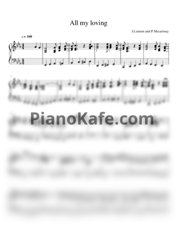 Ноты The Beatles - All my loving (Версия 2) - PianoKafe.com