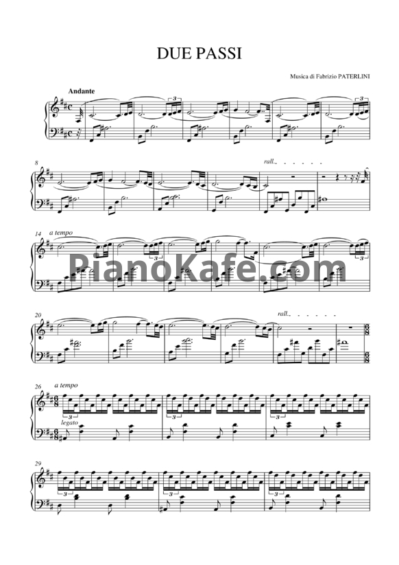 Ноты Fabrizio Paterlini - Due passi - PianoKafe.com