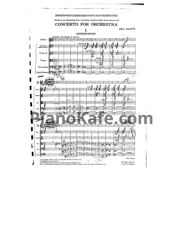 Ноты Бела Барток - Концерт для оркестра - PianoKafe.com