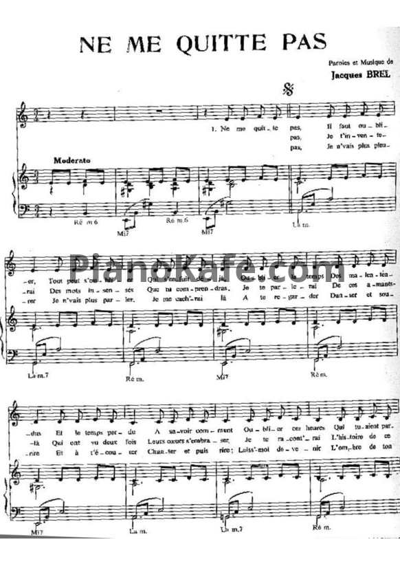 Ноты Jacques Brel - Ne me quitte pas - PianoKafe.com