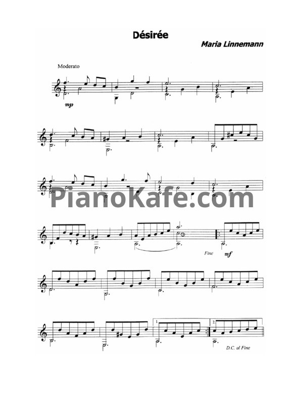 Ноты Мария Линнеман - Desiree - PianoKafe.com