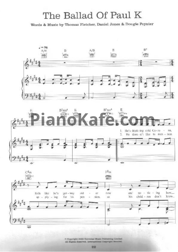 Ноты Mcfly - The ballad of Paul K - PianoKafe.com