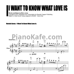 Ноты Mariah Carey - I want to know what love is (Версия 2) - предпросмотр