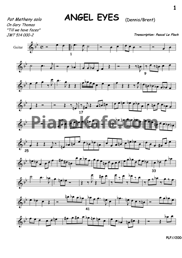 Ноты Pat Metheny - Angel eyes - PianoKafe.com