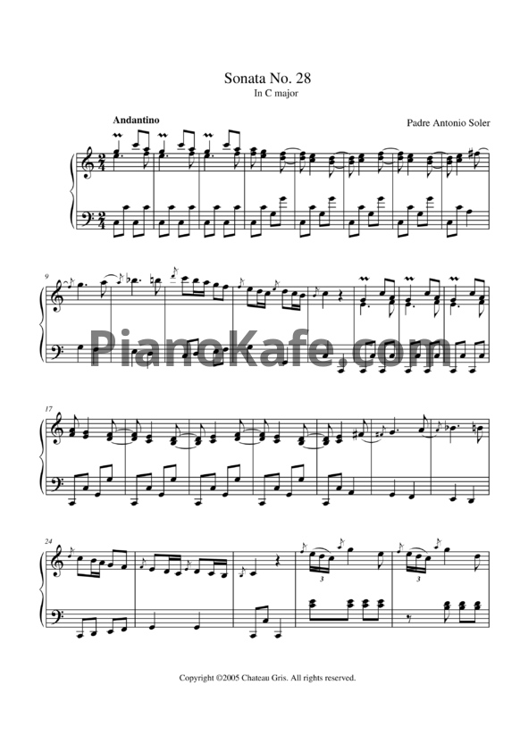 Ноты Antonio Soler - Sonata No. 28 in C major - PianoKafe.com