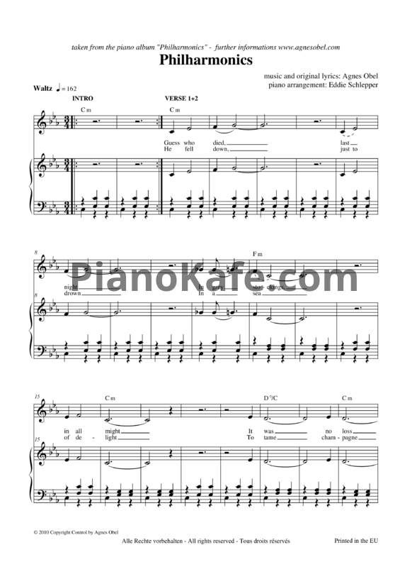 Ноты Agnes Obel - Philharmonics - PianoKafe.com