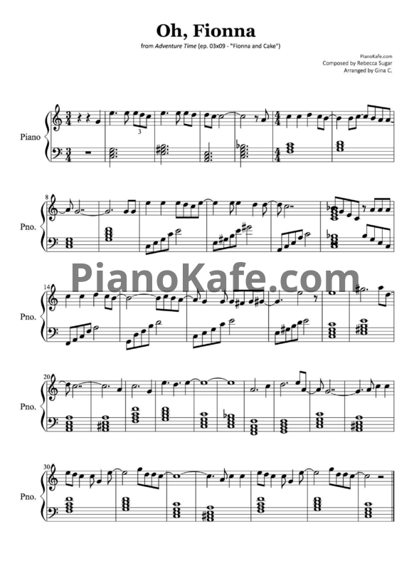 Ноты Rebecca Suga - Oh, Fionna - PianoKafe.com