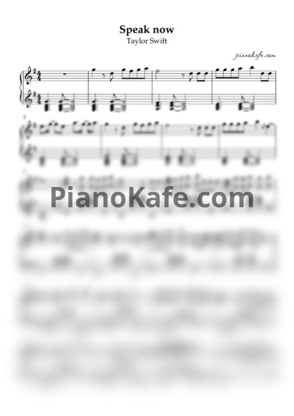 Ноты Taylor Swift - Speak now (Версия 2) - PianoKafe.com