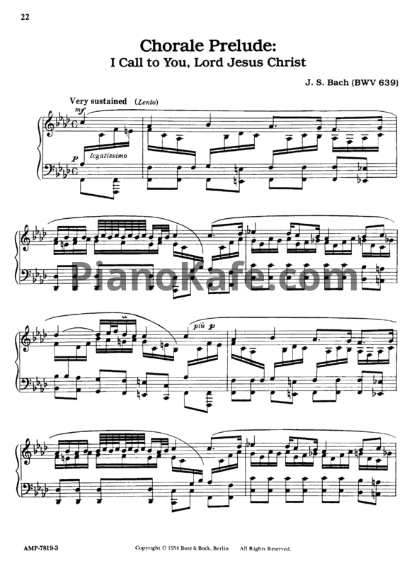 Ноты Вильгельм Кемпф, И. Бах - Ich ruf zu dir, Herr Jesu Christ (BWV 639) - PianoKafe.com