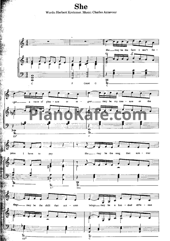 Ноты Charles Aznavour - She - PianoKafe.com