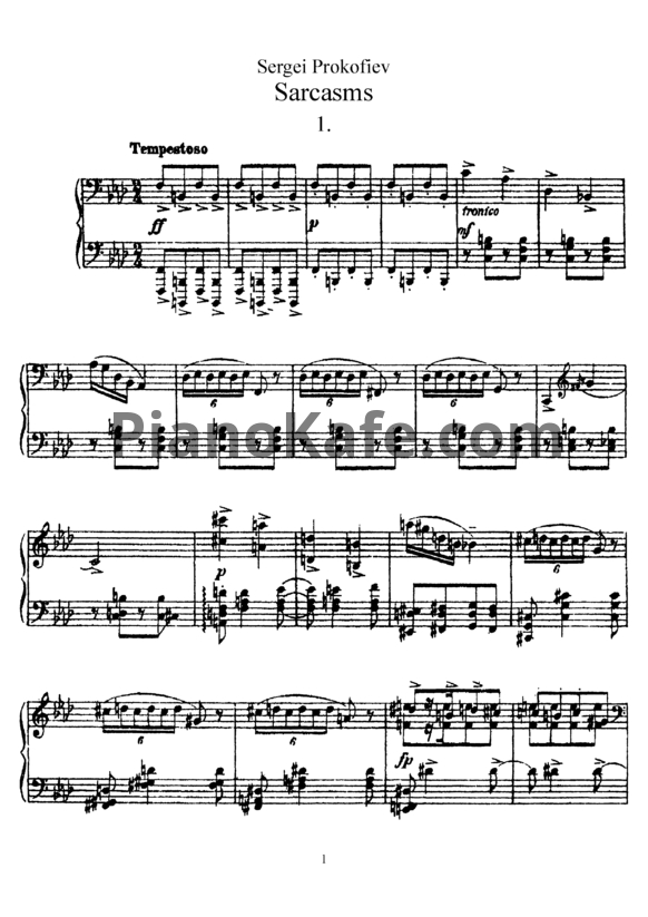 Ноты Сергей Прокофьев - Сарказмы (Op. 17) - PianoKafe.com