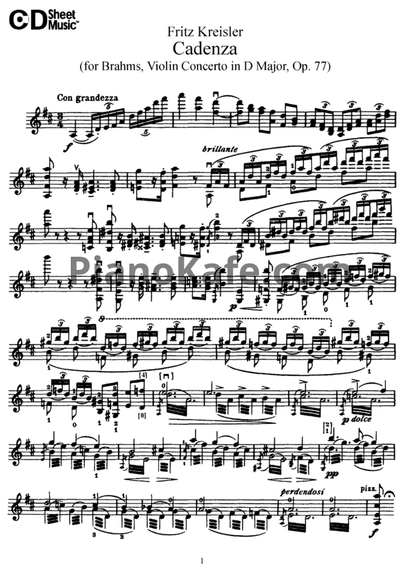Ноты И. Брамс - Концерт для скрипки с оркестром ре мажор (Op. 77) - PianoKafe.com