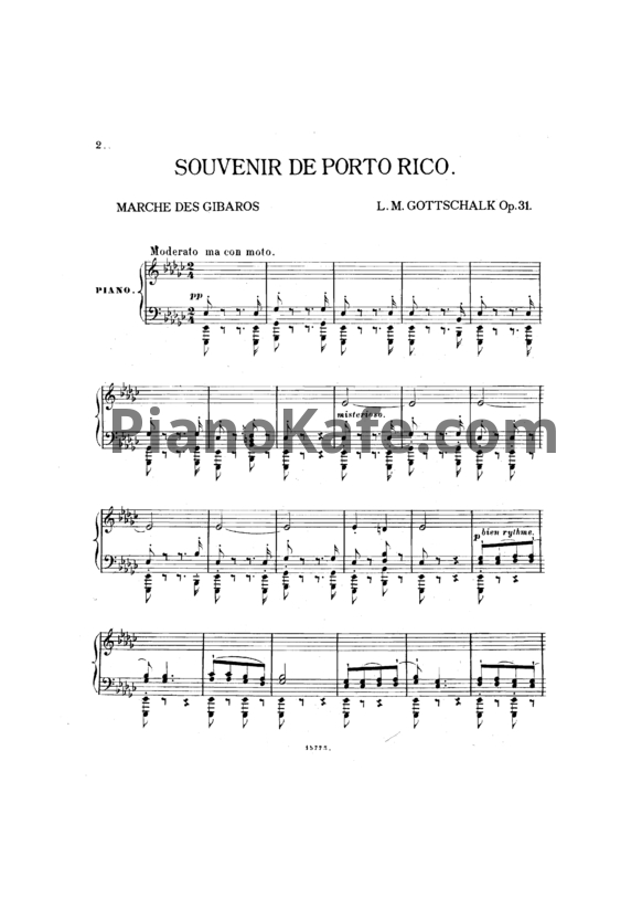Ноты Луи Моро Готшалк - Souvenir de Porto Rico (Op. 31) - PianoKafe.com