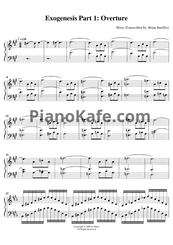 Ноты Muse - Exogenesis: Symphony part 1 (Overture) - PianoKafe.com