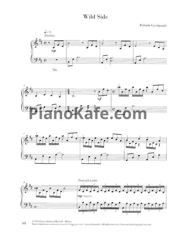 Ноты Roberto Cacciapaglia - Wild Side - PianoKafe.com