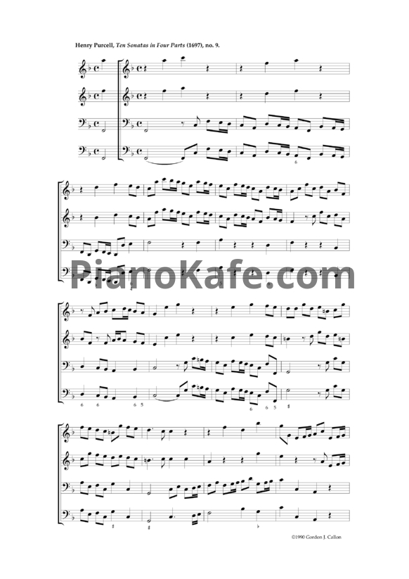 Ноты Генри Пёрселл - Соната в четырех частях №9 фа мажор (Z 810) - PianoKafe.com