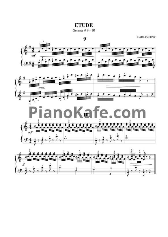 Ноты Карл Черни - Этюд №9-10 (Г. Гермер) - PianoKafe.com