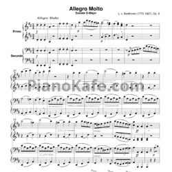 Ноты Л. В. Бетховен - Allegro Molto. Sanate D (Op. 6) для фортепиано в 4 руки - предпросмотр