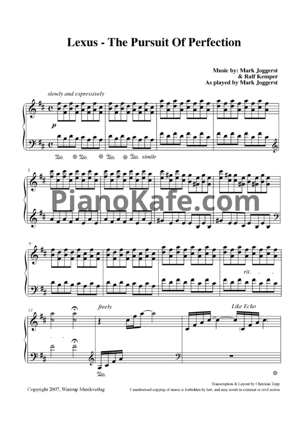 Ноты Mark Joggerst and Ralf Kemper - The pursuit of perfection - PianoKafe.com