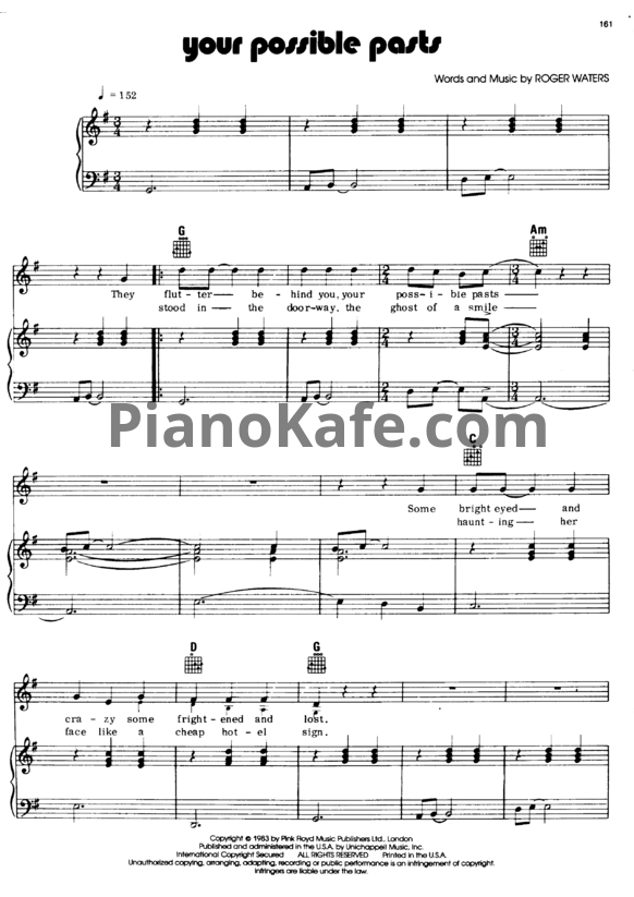 Ноты Pink Floyd - Your possible pasts - PianoKafe.com