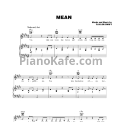 Ноты Taylor Swift - Mean - предпросмотр