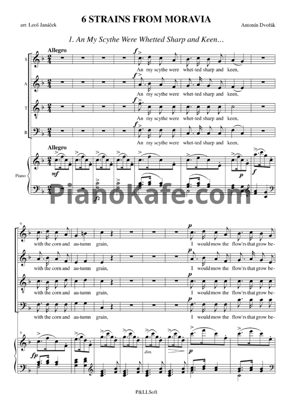 Ноты А. Дворжак - 6 Strains from Moravia - PianoKafe.com