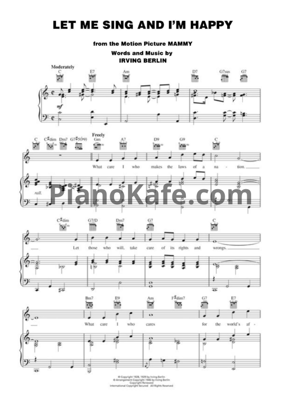 Ноты Irving Berlin - Let me sing and I'm happy - PianoKafe.com